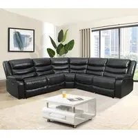 Sorreno Corner Recliner Sofa - Black, Bonded Leather