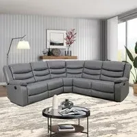 Sorreno Corner Recliner Sofa - Dark Grey, Bonded Leather