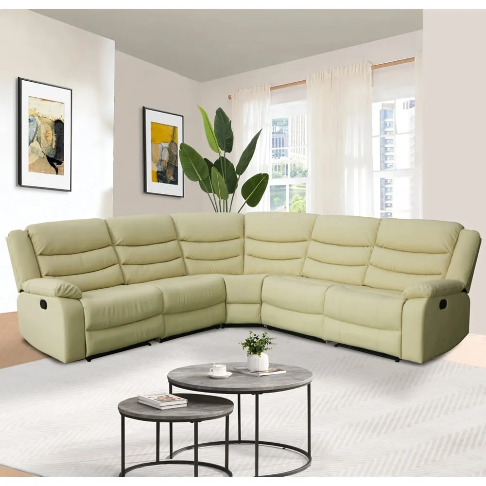 Sorreno Corner Recliner Sofa - Ivory, Bonded Leather