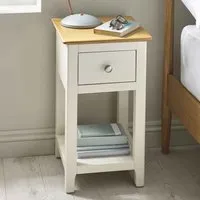Sorrento Bedside Cabinet with 1 Drawer - White, Oak alternate view