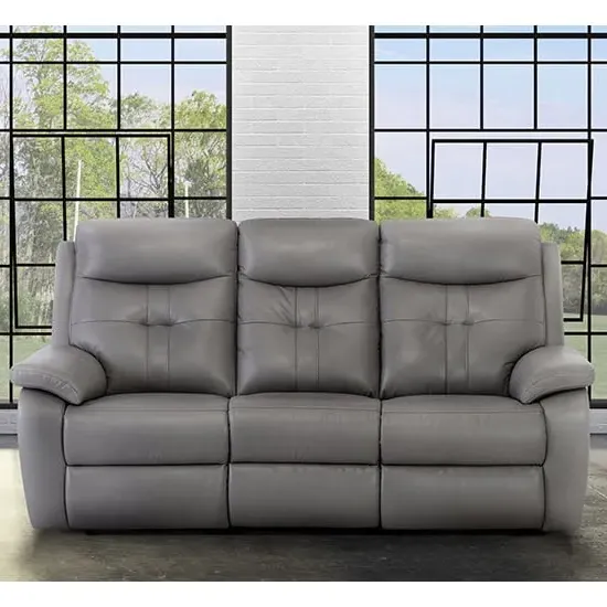 Sotra 3-Seater Electric Recliner Sofa with USB - Grey, Faux Leather