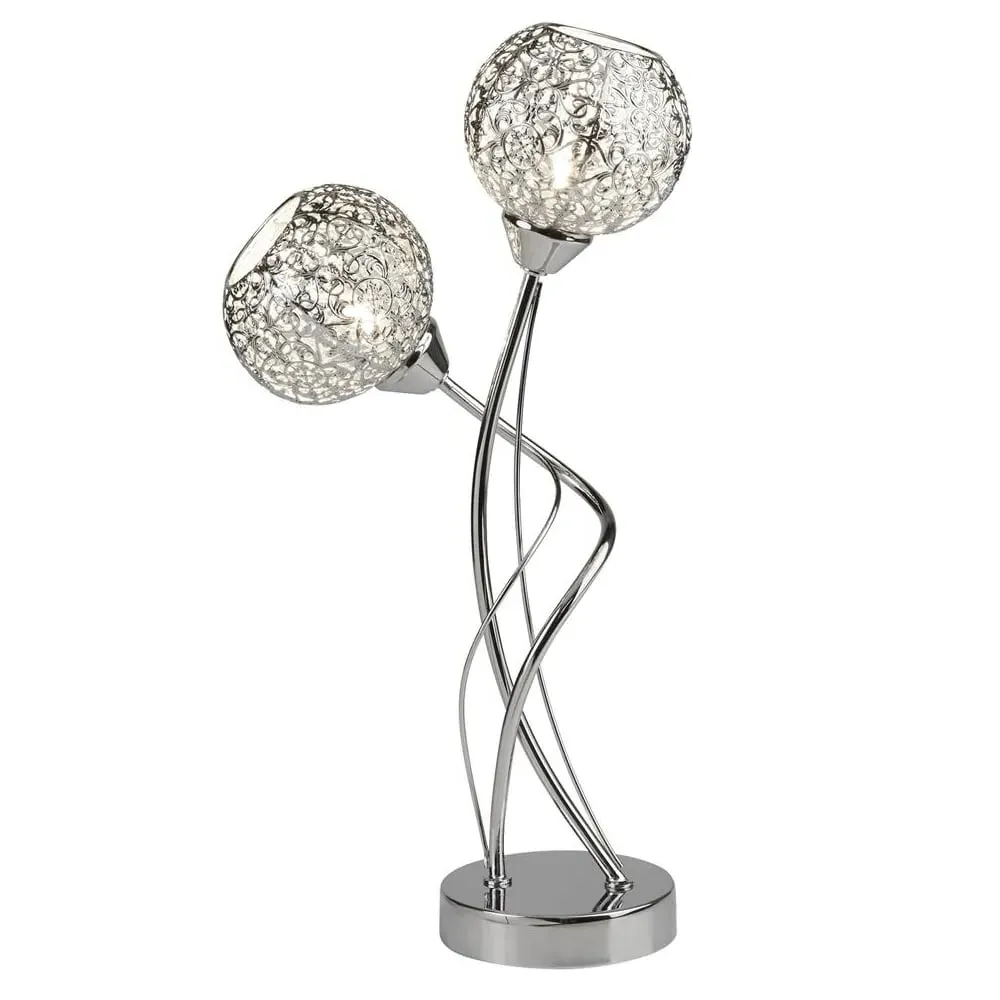 Souk 2 Light Laser Cut Shade Table Lamp - Chrome image