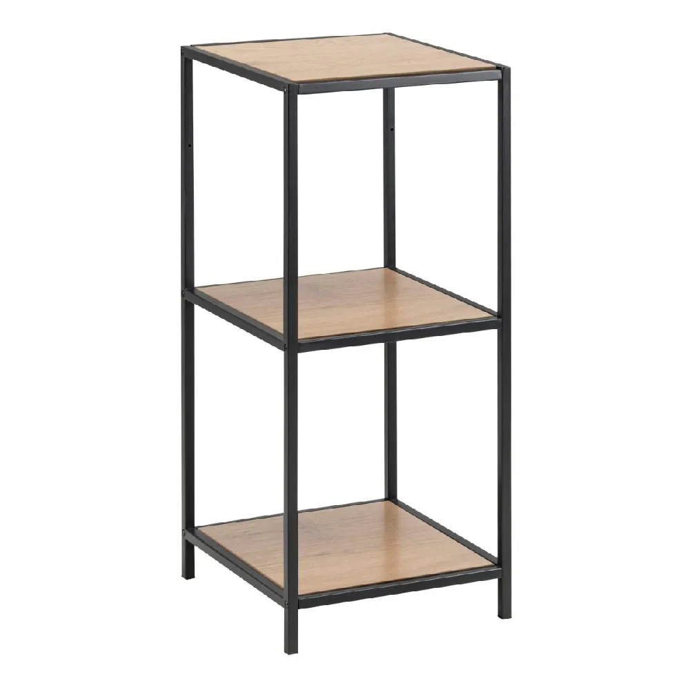Sparks 2-Shelf Bookcase with Metal Frame - Black, Oak image
