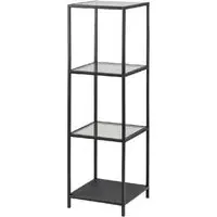 Sparks 3-Shelf Bookcase - Clear Glass, Black Metal