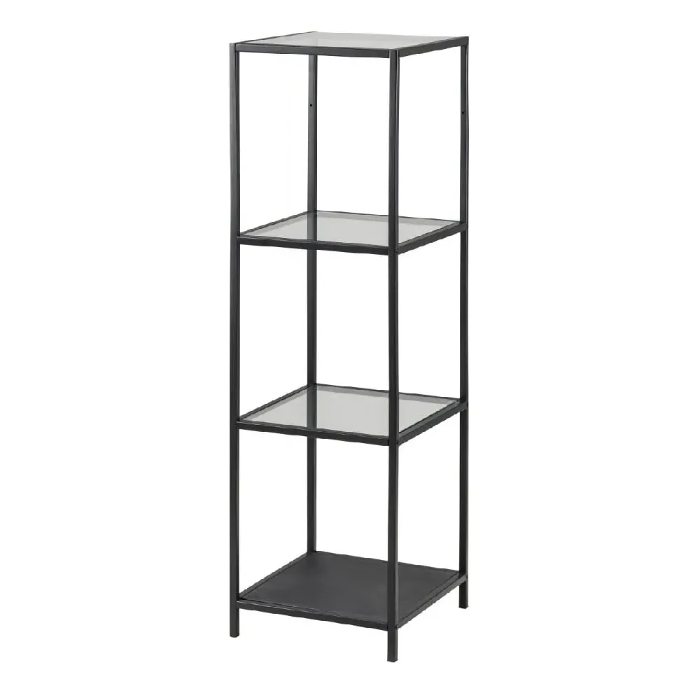 Sparks 3-Shelf Bookcase - Clear Glass, Black Metal image