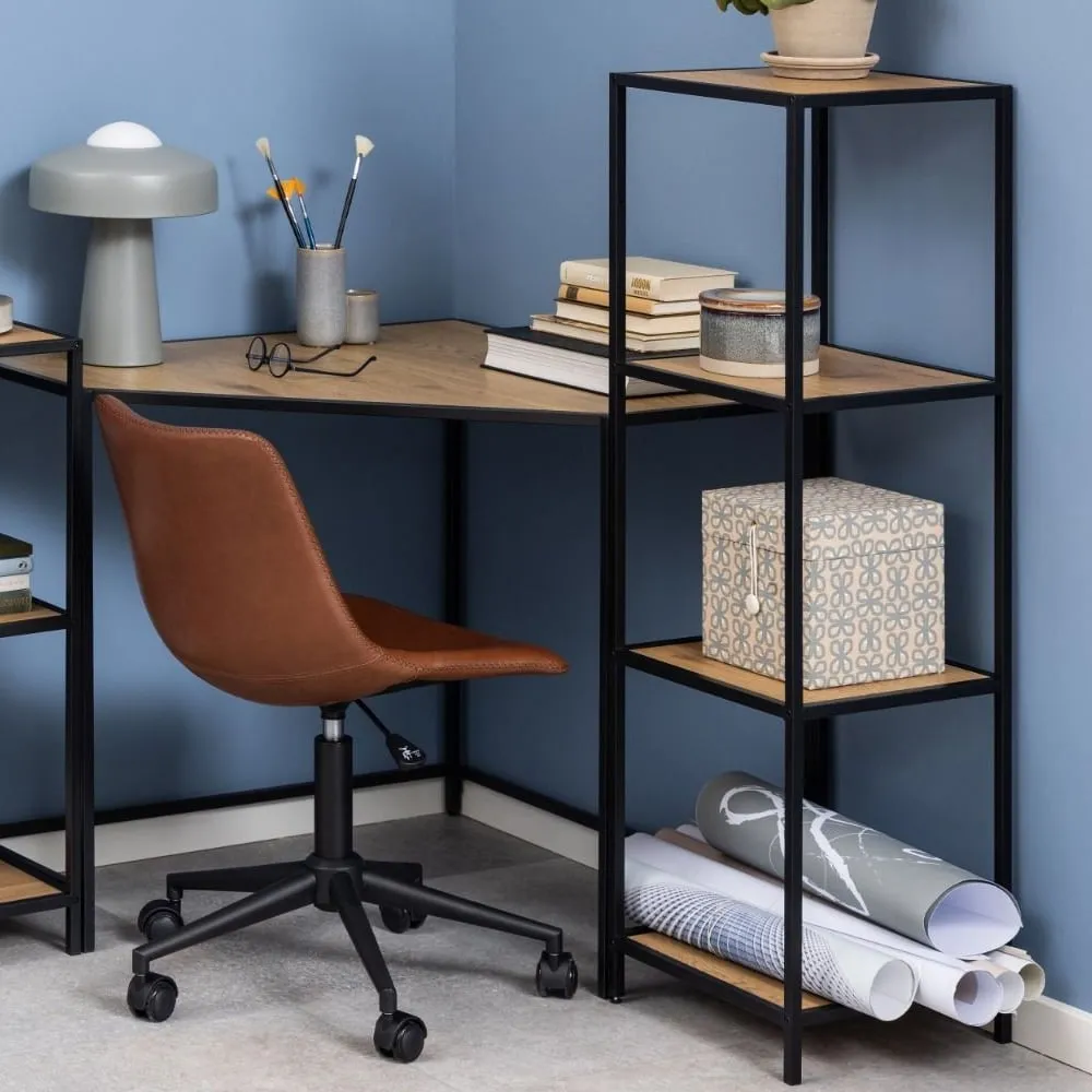 Sparks 3-Shelf Bookcase with Metal Frame - Black, Oak