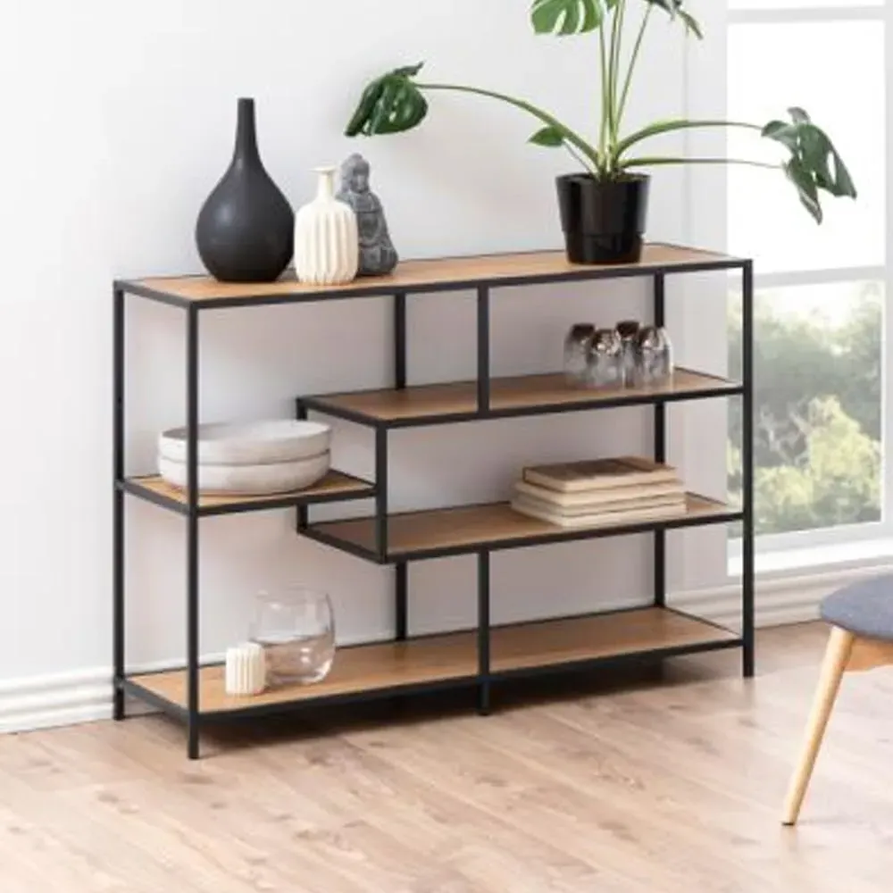 Sparks 4-Shelf Bookcase with Metal Frame - Wild Oak