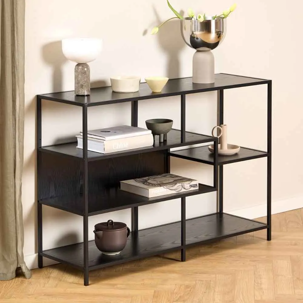 Sparks 4-Shelf Metal Bookcase - Black Ash