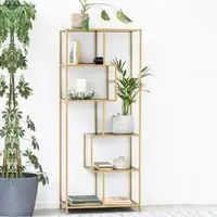 Sparks 5-Shelf Bookcase with Metal Frame - Black, Gold