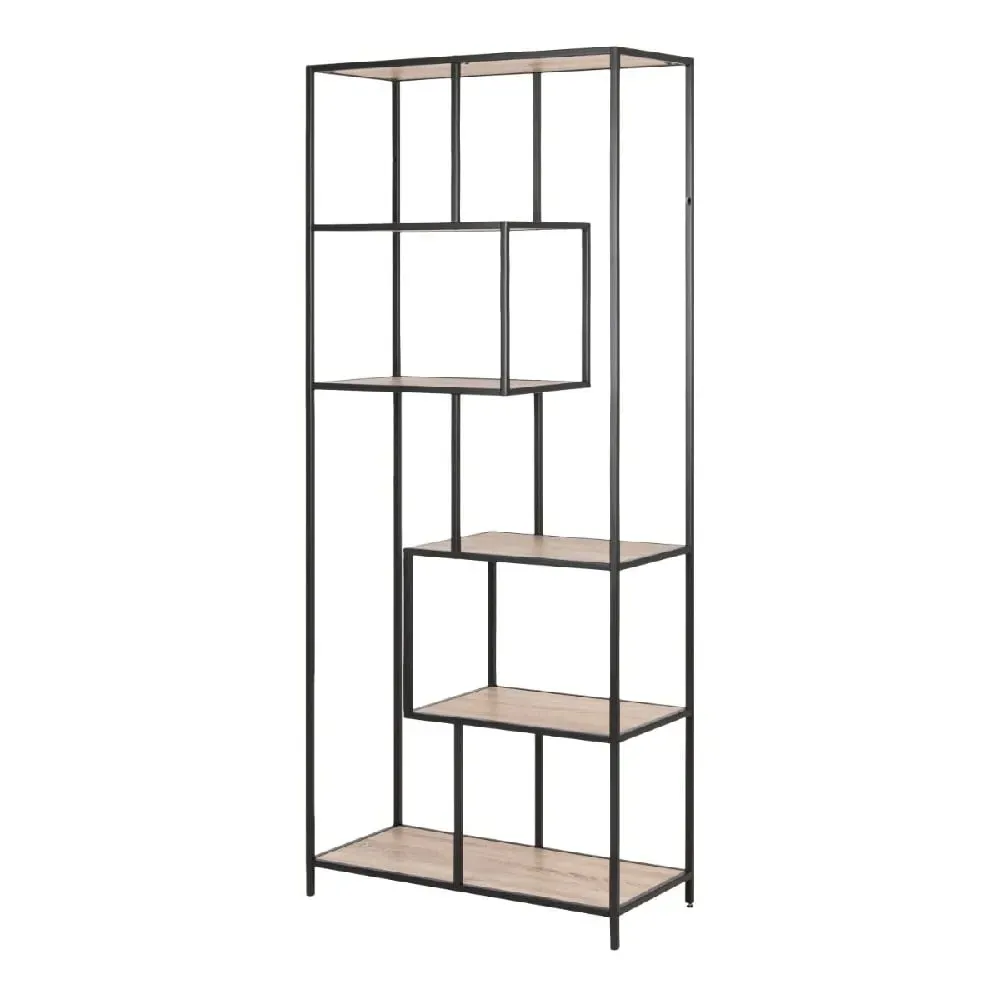 Sparks 5-Shelf Bookcase with Metal Frame - Black, Sonoma Oak