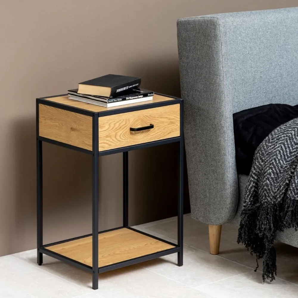 Sparks Bedside Cabinet with 1 Door - Oak, Black image