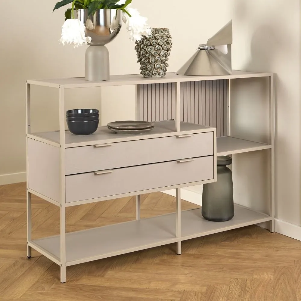 Sparks Bookcase with 2 Drawers and Back Panel - Grey