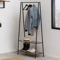 Sparks Clothes Stand with 2 Shelves - Black, Oak
