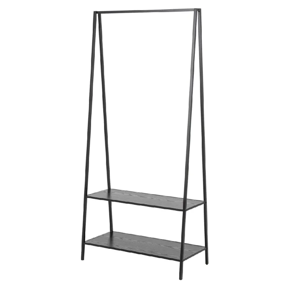 Sparks Clothes Stand with 2 Shelves - Black