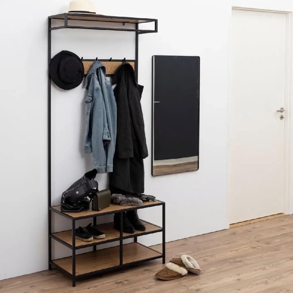 Sparks Clothes Stand with 3 Shelves - Black, Oak