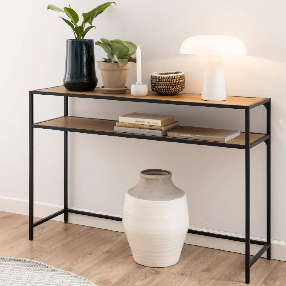 Sparks Console Table with 1 Shelf - Black, Wood product