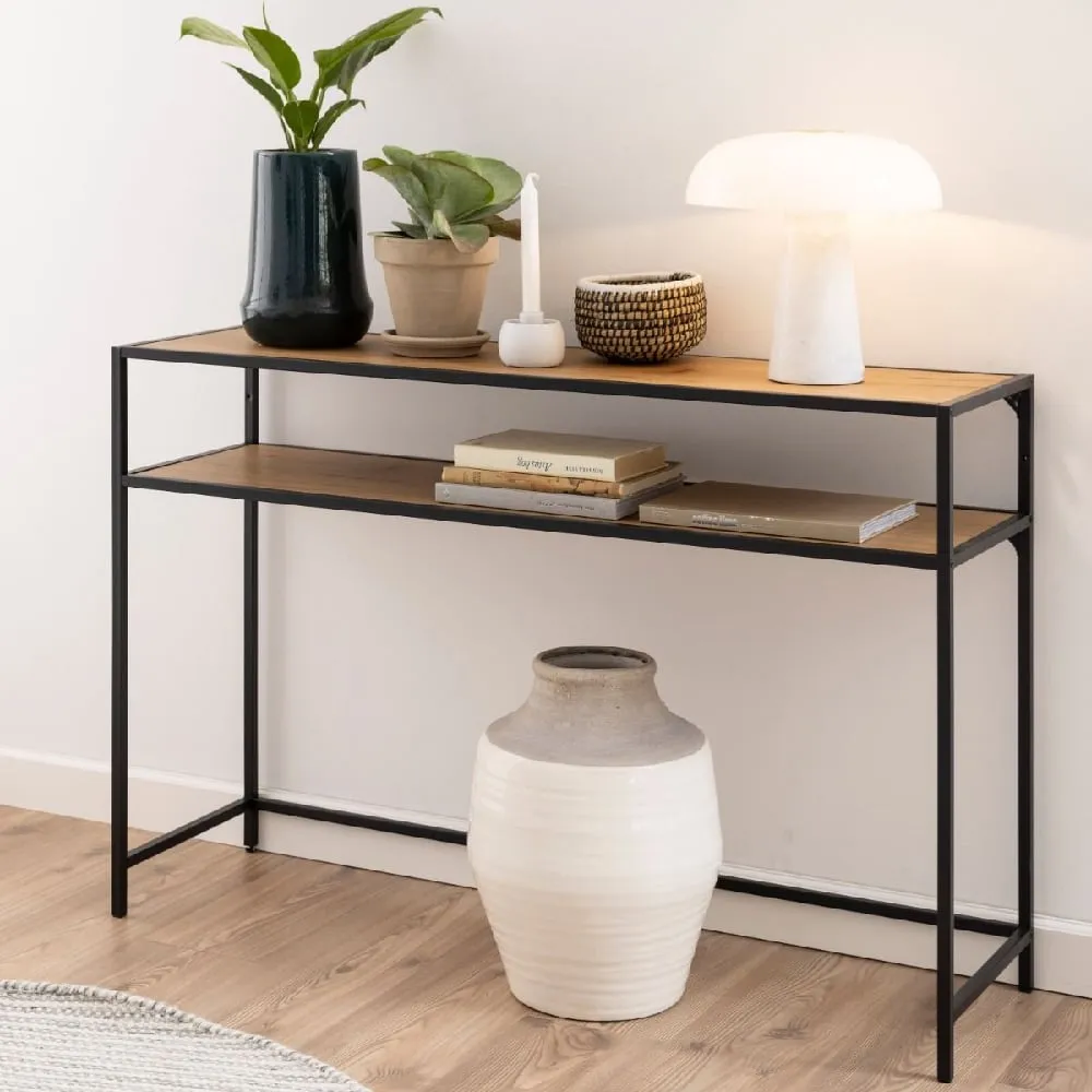 Sparks Console Table with 1 Shelf - Oak, Black