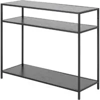 Sparks Console Table with 2 Shelves - Black, Ash