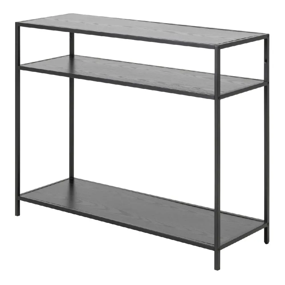 Sparks Console Table with 2 Shelves - Black, Ash