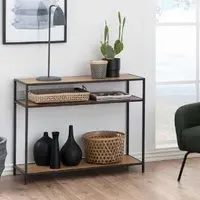 Sparks Console Table with 2 Shelves - Black, Oak