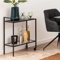 Sparks Drinks Serving Trolley - Clear Glass, Black Metal