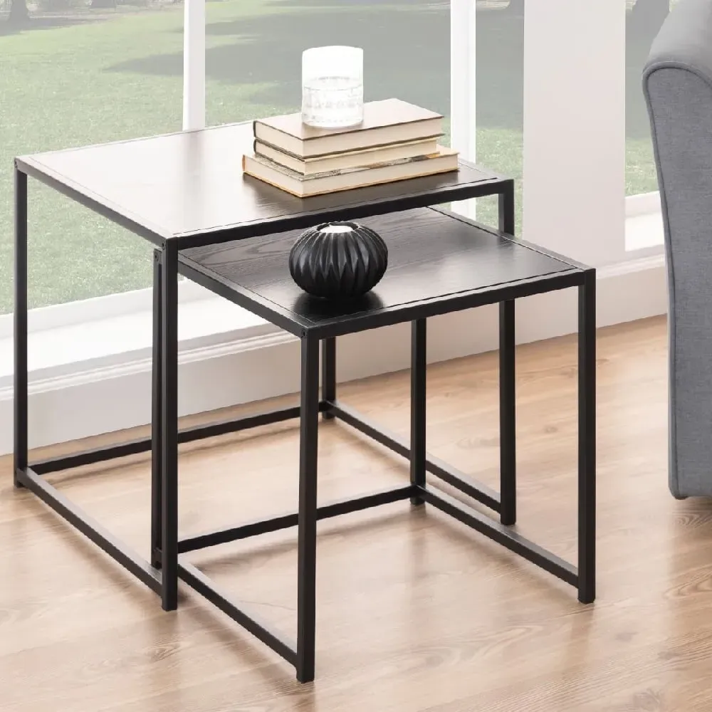 Sparks Square Nest of 2 Tables - Ash Black, Wood