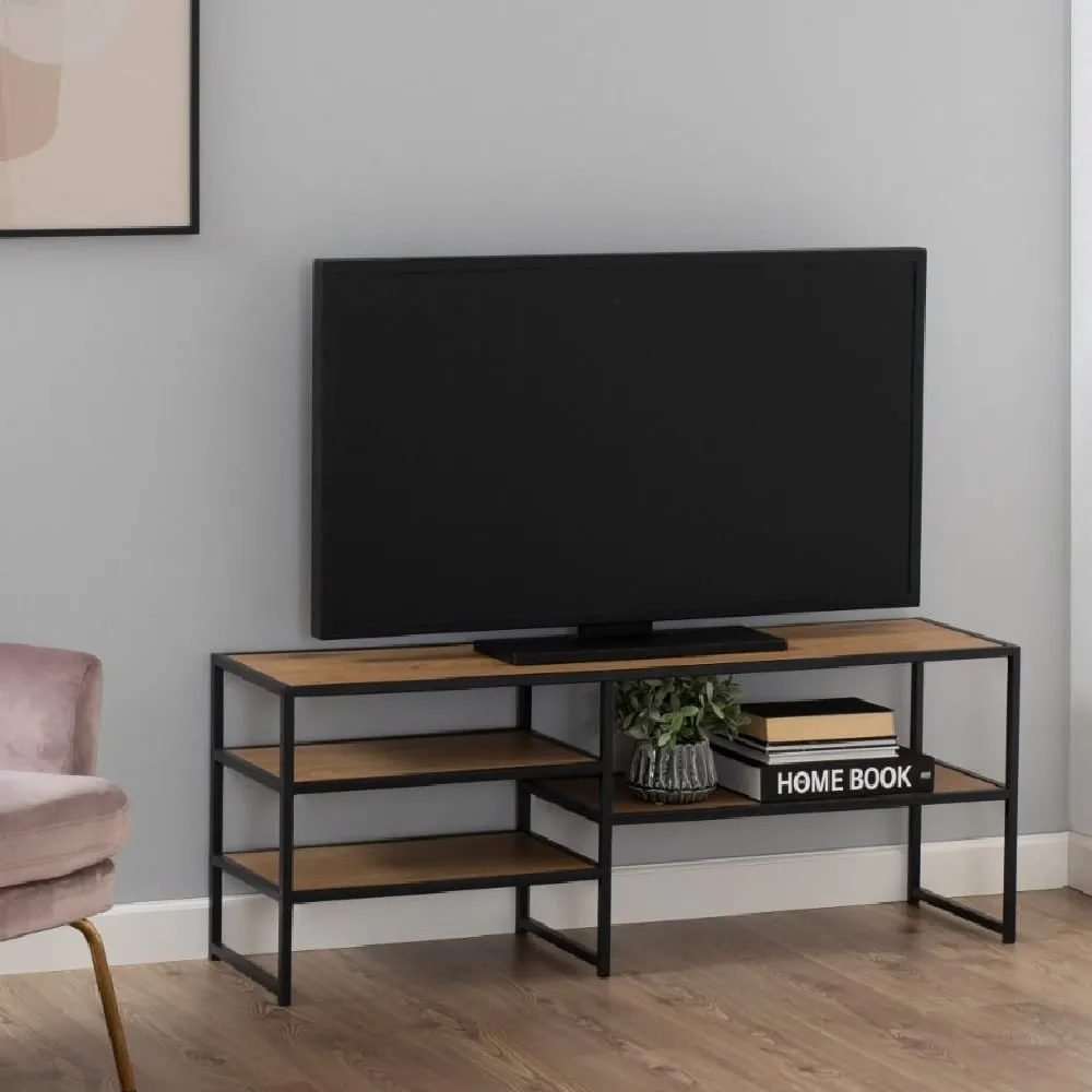 Sparks TV Stand with 3 Shelves - Black, Oak