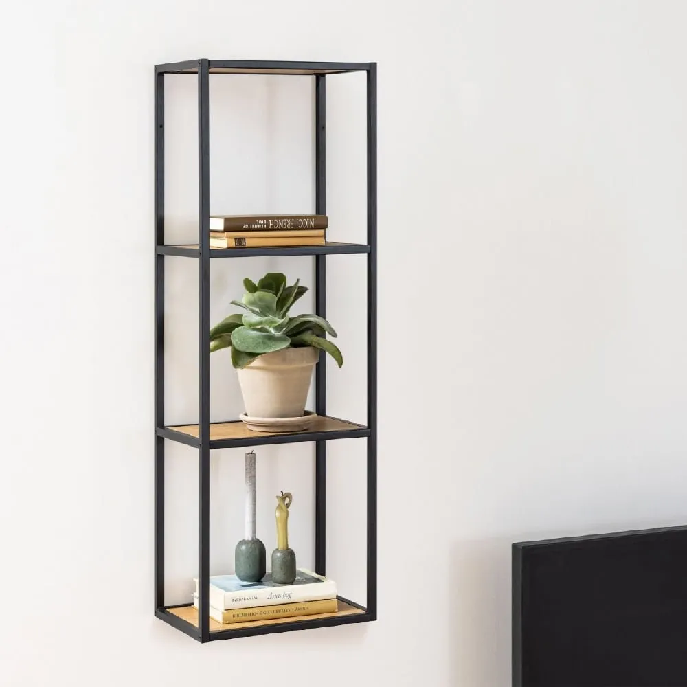 Sparks Wall Shelf with 2 Shelves - Black, Oak image