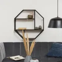 Sparks Wall Shelf with 3 Shelves - Black, Oak