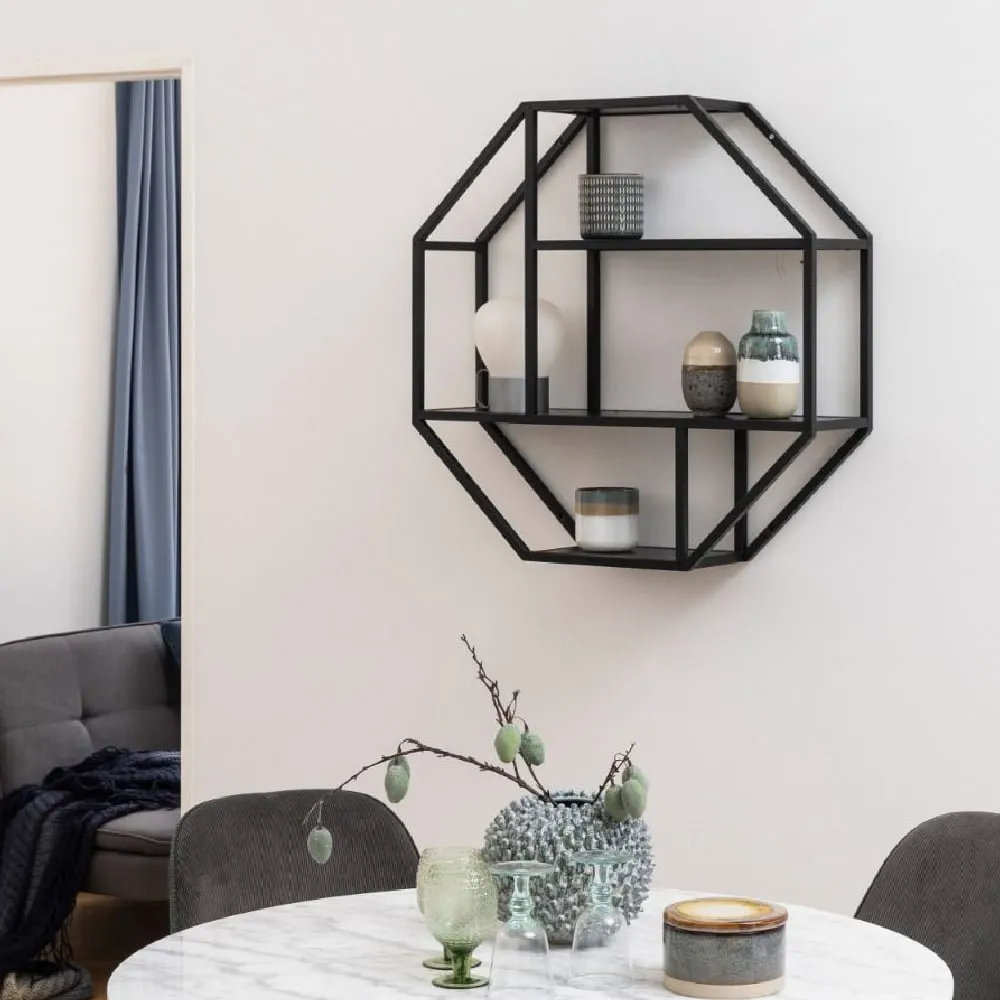 Sparks Wall Shelf with 3 Shelves - Black