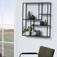 Sparks Wall Shelf with 4 Shelves - Black
