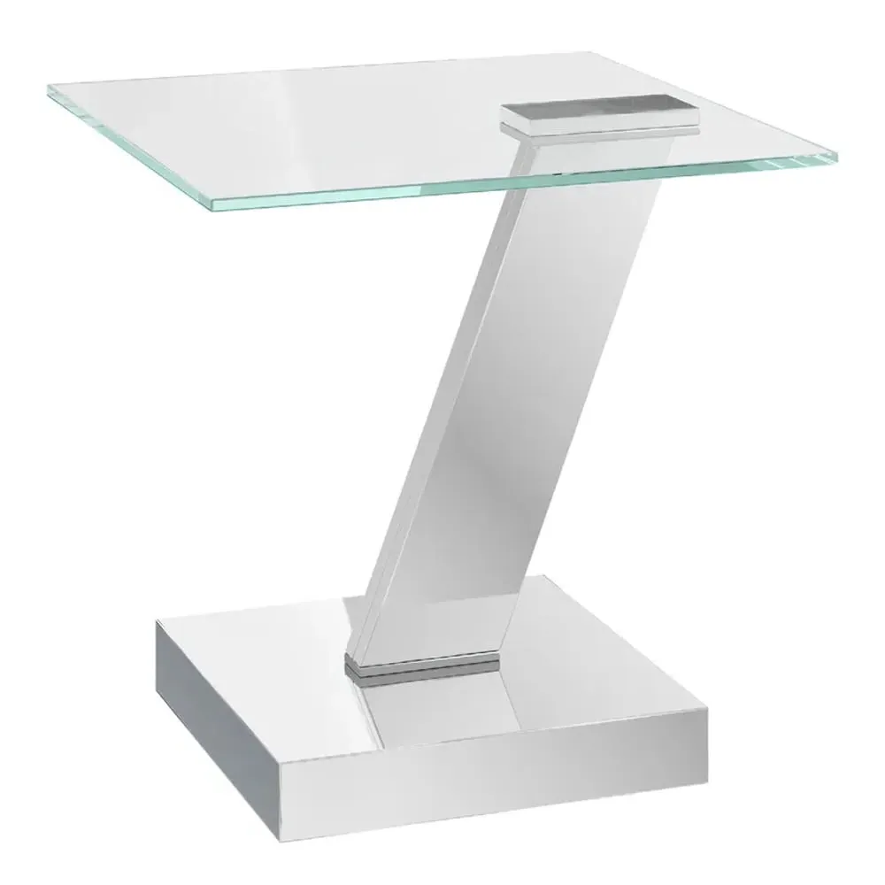 Spartanburg Round Side Table - Clear Glass, Chrome Metal