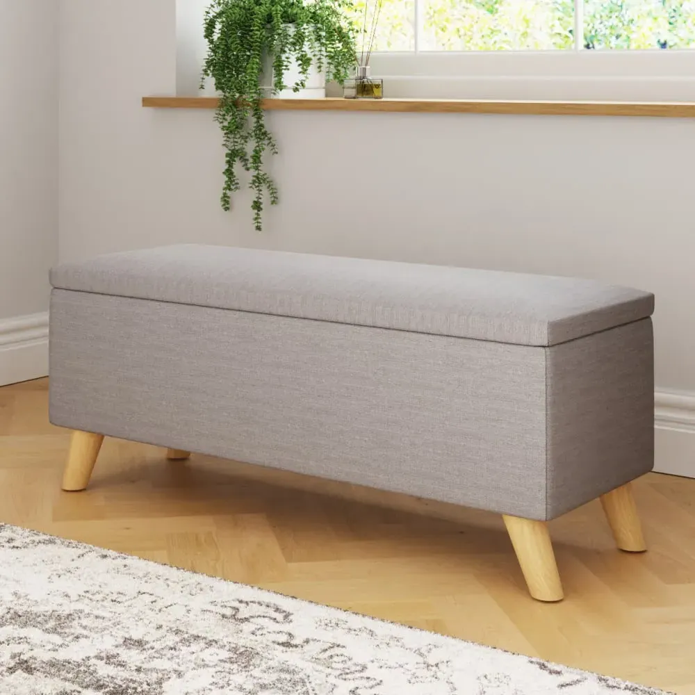 Speke Fabric Storage Ottoman - Light Grey