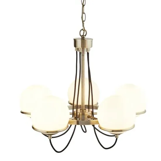 Sphere 5-Light Ceiling Light - Antique Brass, Glass image