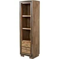 Spica Slim Bookcase with 2 Drawers - Natural, Sheesham