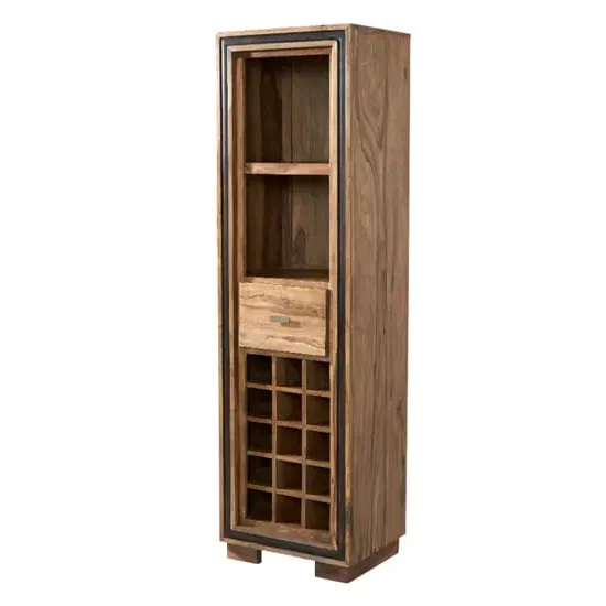 Spica Wine Bookcase with 2 Drawers - Natural, Sheesham