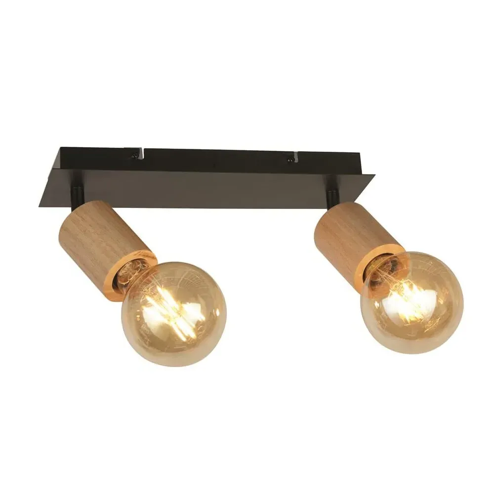 Spinny 2 Light Spotlight - Black, Wood