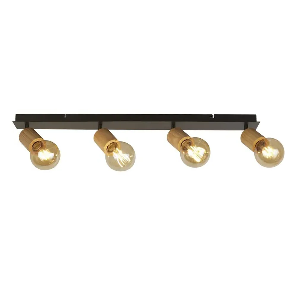 Spinny 4 Light Bar Spotlight - Black, Wood