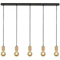 Spinny 5 Light Bar Pendant Light - Black, Wood
