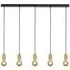 Spinny 5 Light Bar Pendant Light - Black, Wood