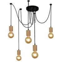 Spinny 5 Light Pendant Light - Black, Wood