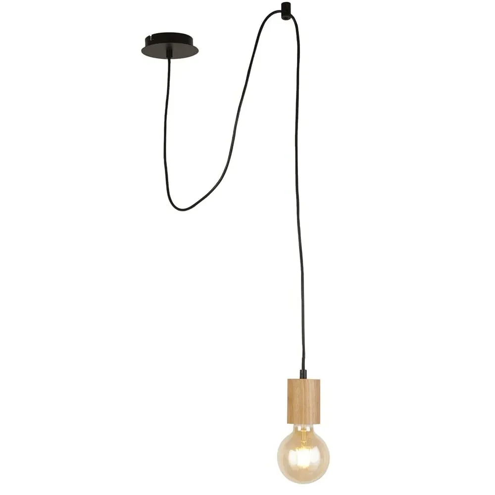 Spinny Ceiling Pendant Light - Black, Wood image