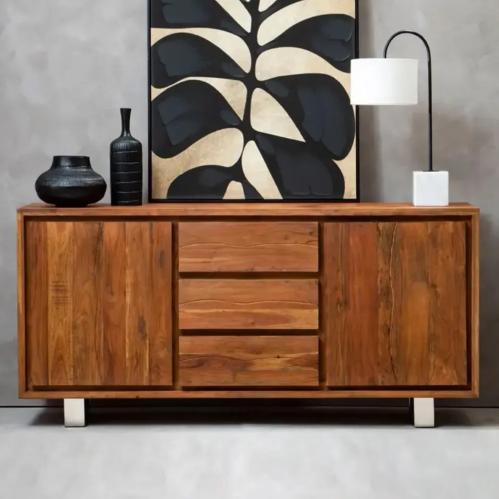 Spooner Wooden Sideboard with 2 Doors 3 Drawers - Brown, Acacia