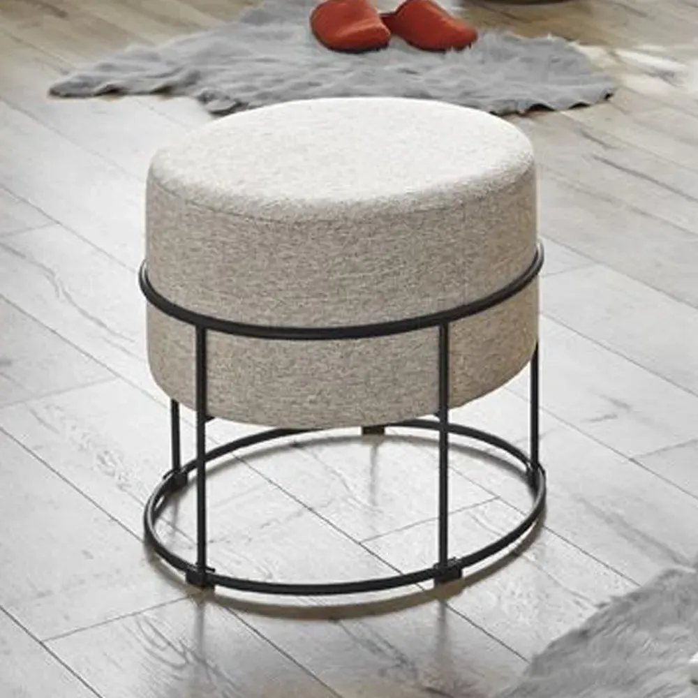 Spring Textile Fabric Stool - Cream