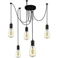 Squiggle 5 Light Pendant Light - Matt Black