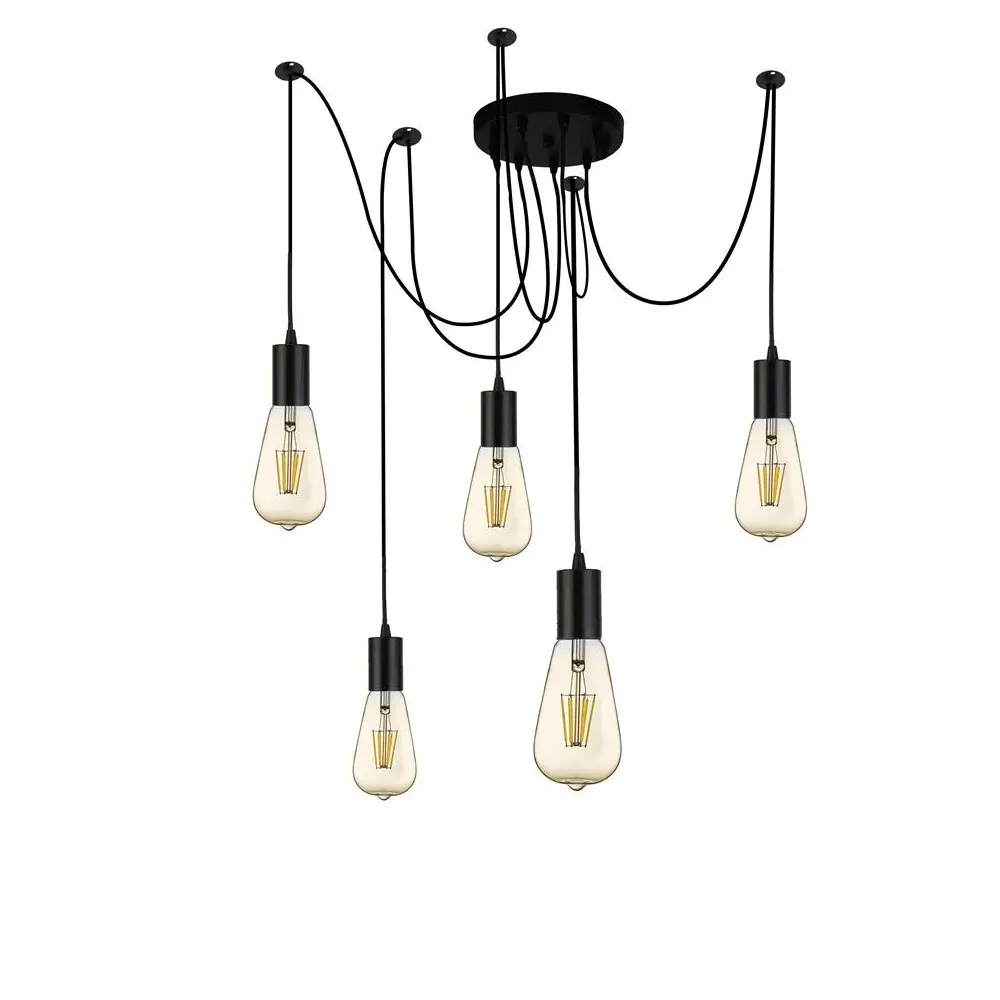 Squiggle 5 Light Pendant Light - Matt Black image