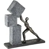 Stacking Poly Design Sculpture - Antique Bronze, Grey