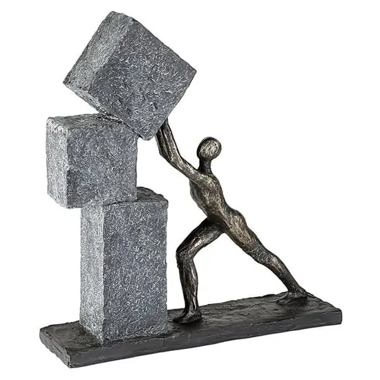 Stacking Poly Design Sculpture - Antique Bronze, Grey image