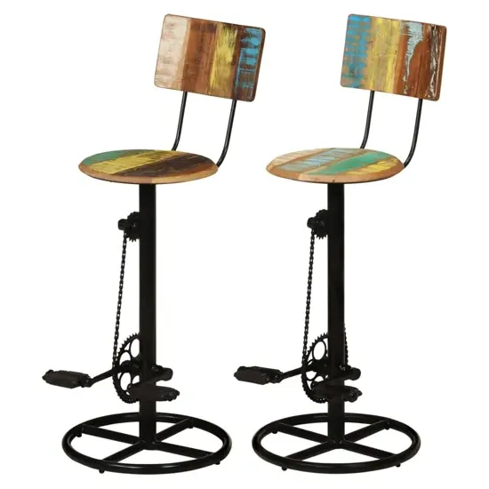 Stacy Pair of Bar Stools - Multicolour, Reclaimed Wood product