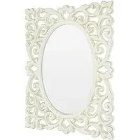 Stains Lace Design Oval Wall Mirror - Weathered White